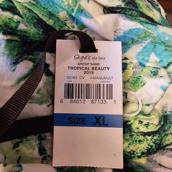 Jumpsuit Off Shoulder Tropical Beauty Green SKYE'S THE LIMIT Sz.XL Beach - Picture 9 of 13